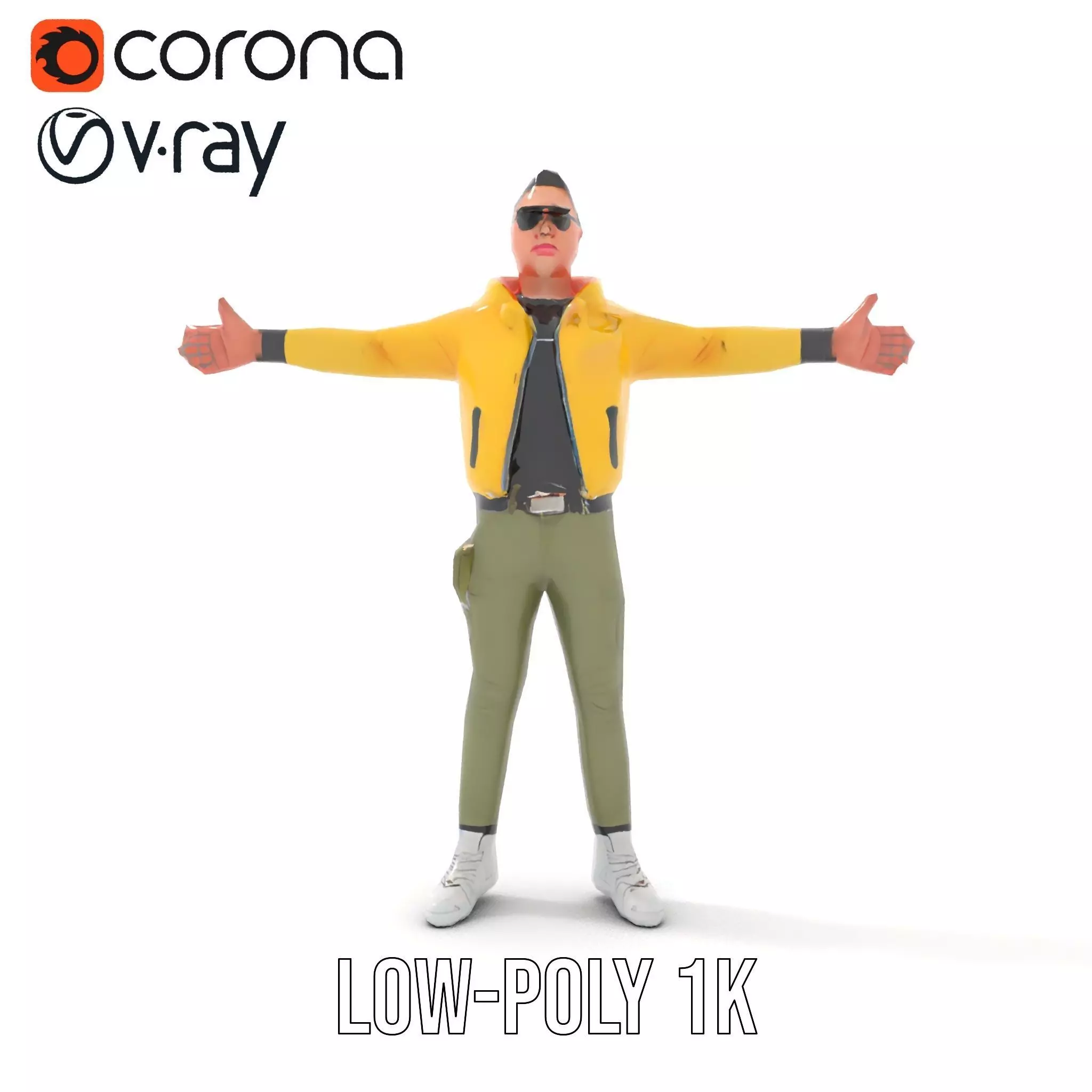 Stylish Yellow Jacket Character model pack Low-poly 3D model_26
