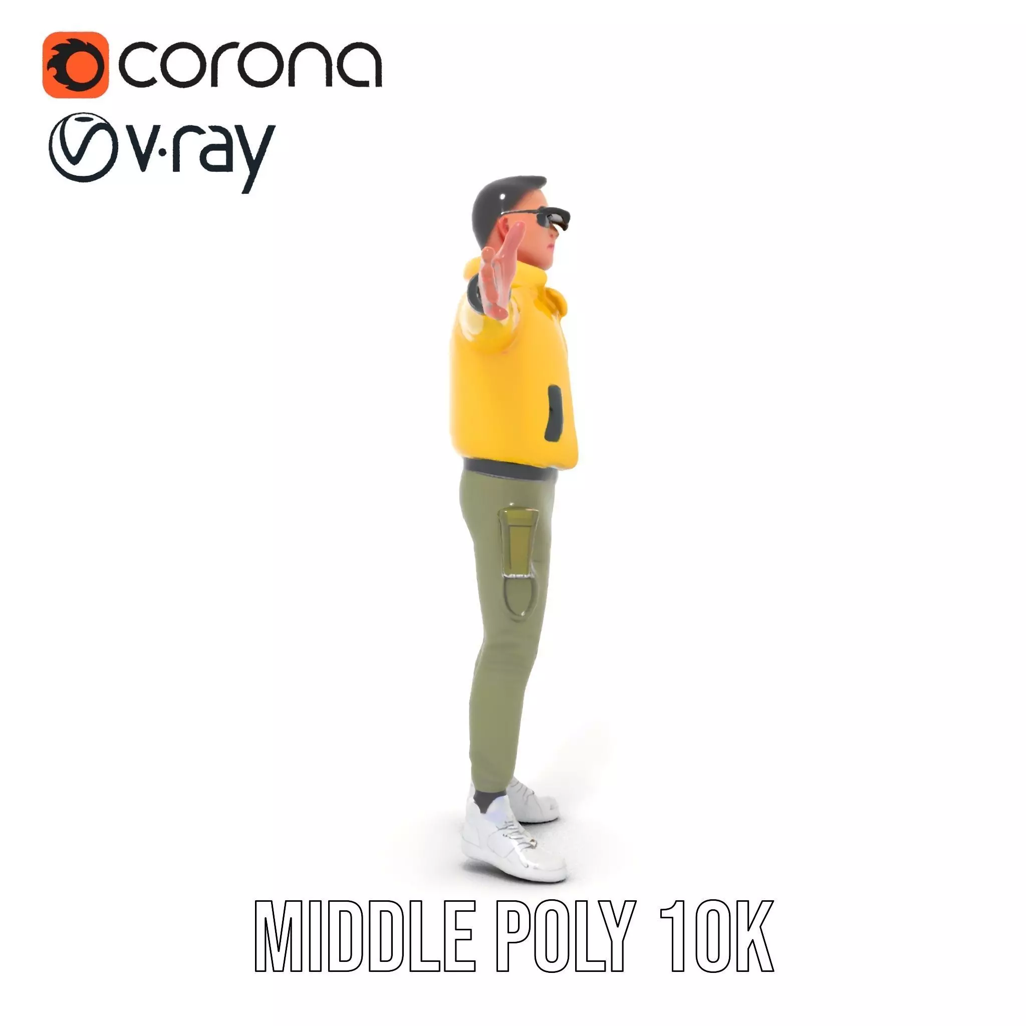 Stylish Yellow Jacket Character model pack Low-poly 3D model_17