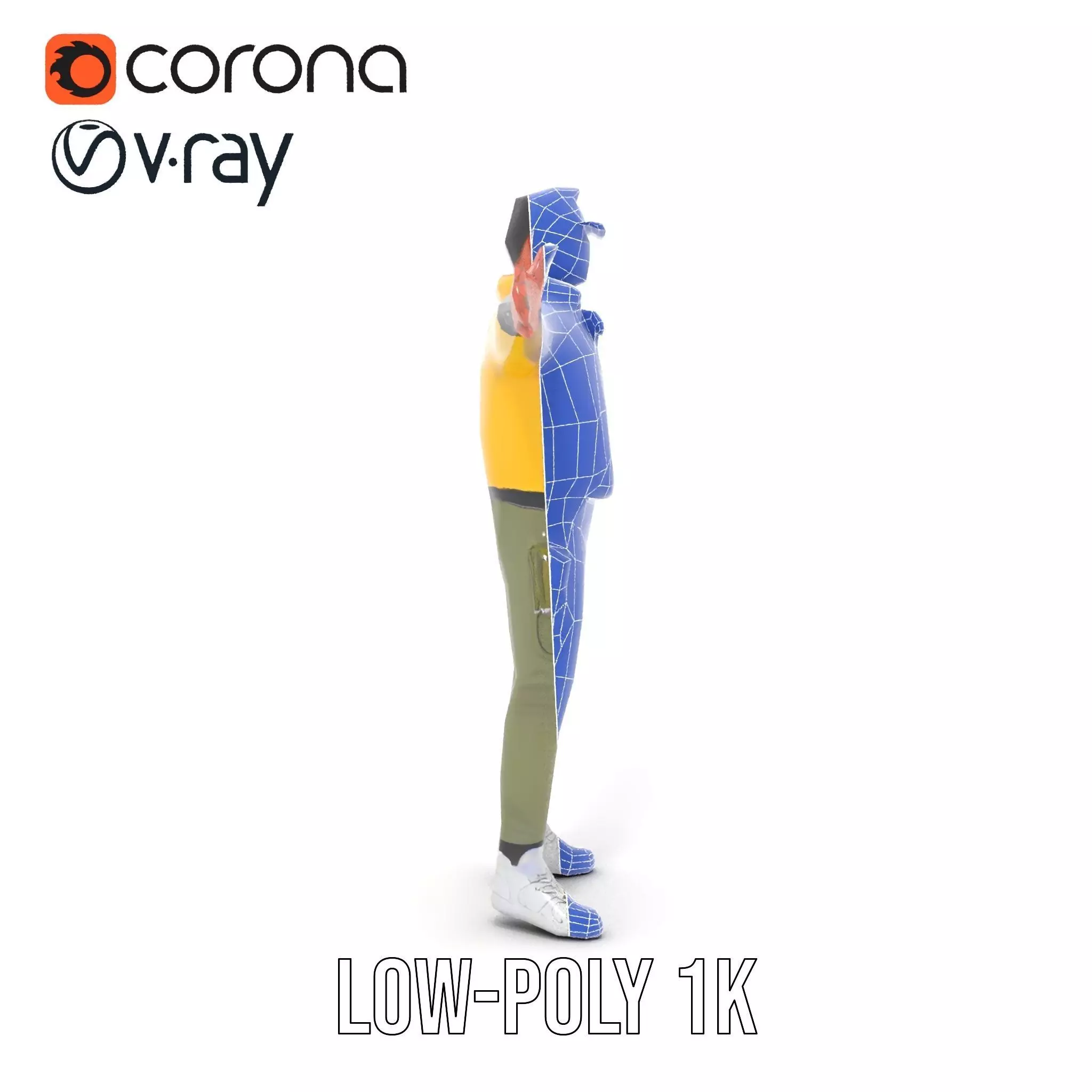 Stylish Yellow Jacket Character model pack Low-poly 3D model_32