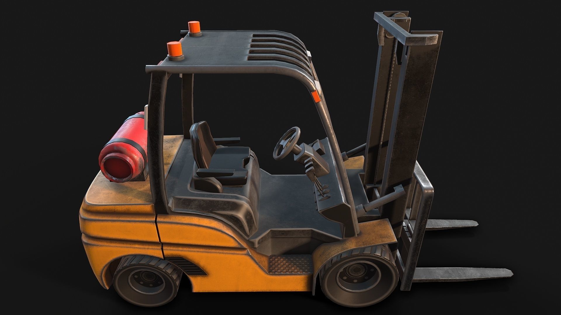 Low-poly PBR Forklift Truck Low-poly 3D model_3