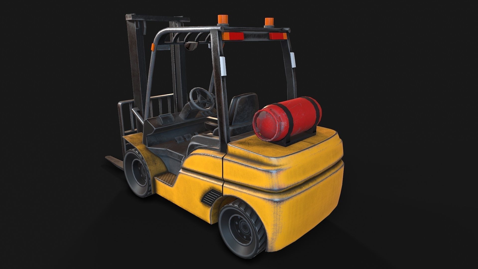 Low-poly PBR Forklift Truck Low-poly 3D model_2