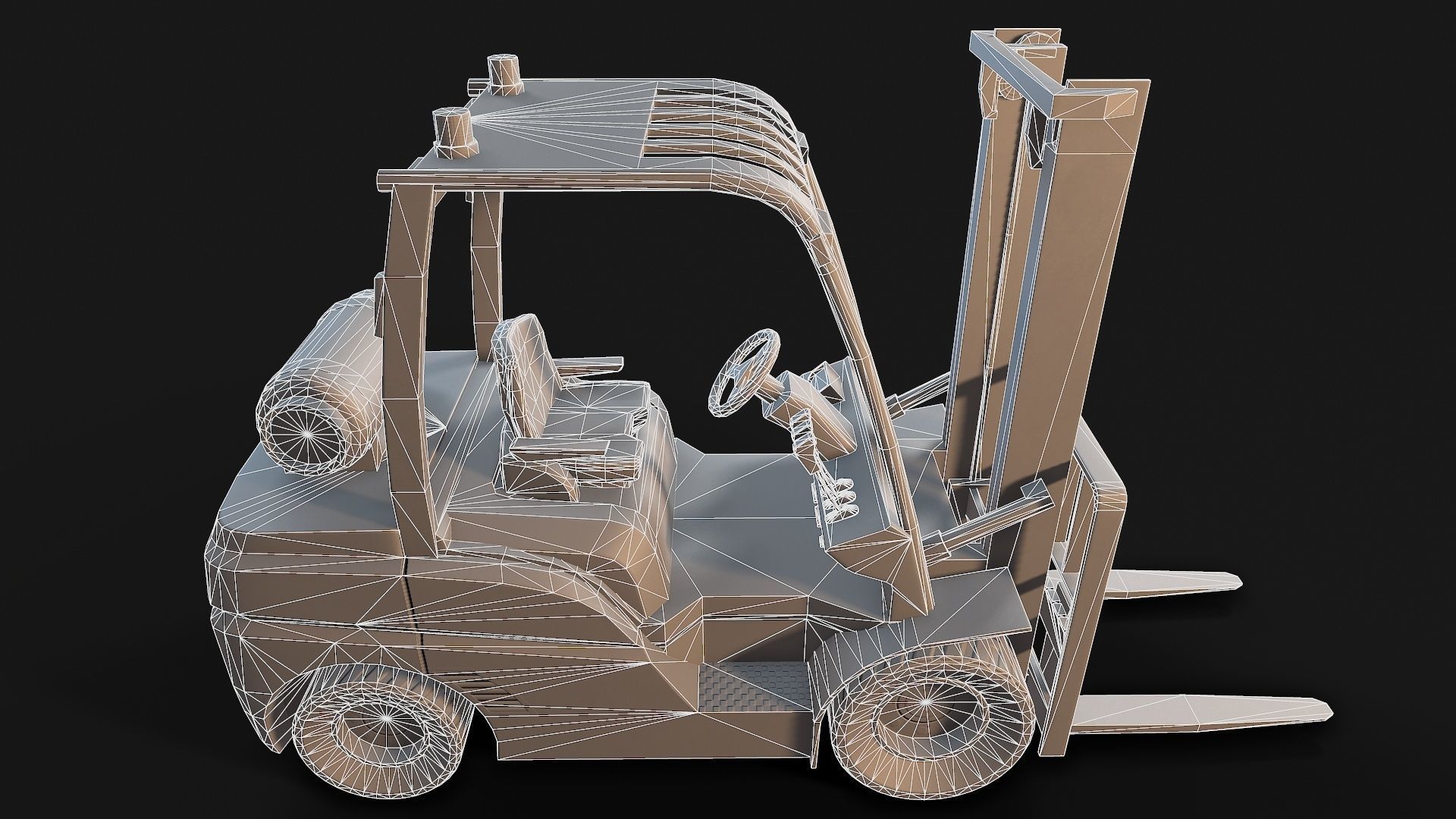 Low-poly PBR Forklift Truck Low-poly 3D model_10