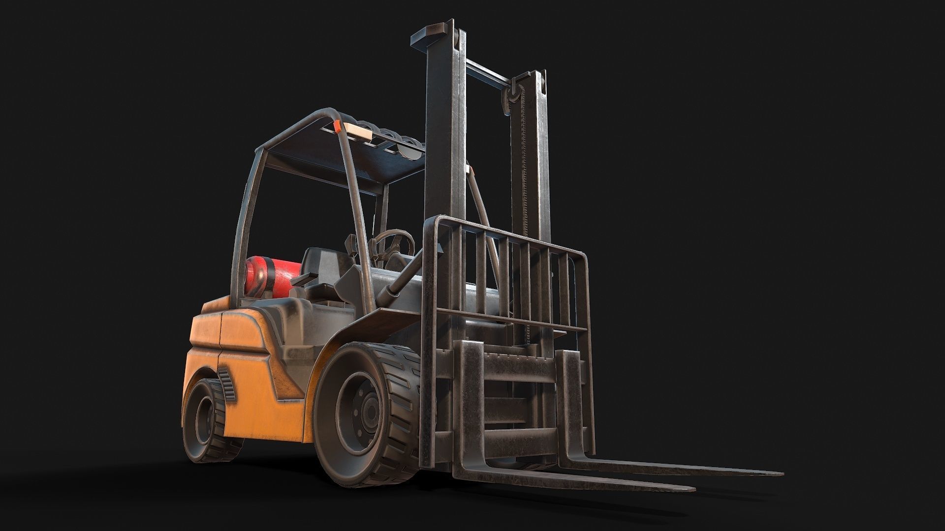 Low-poly PBR Forklift Truck Low-poly 3D model_4