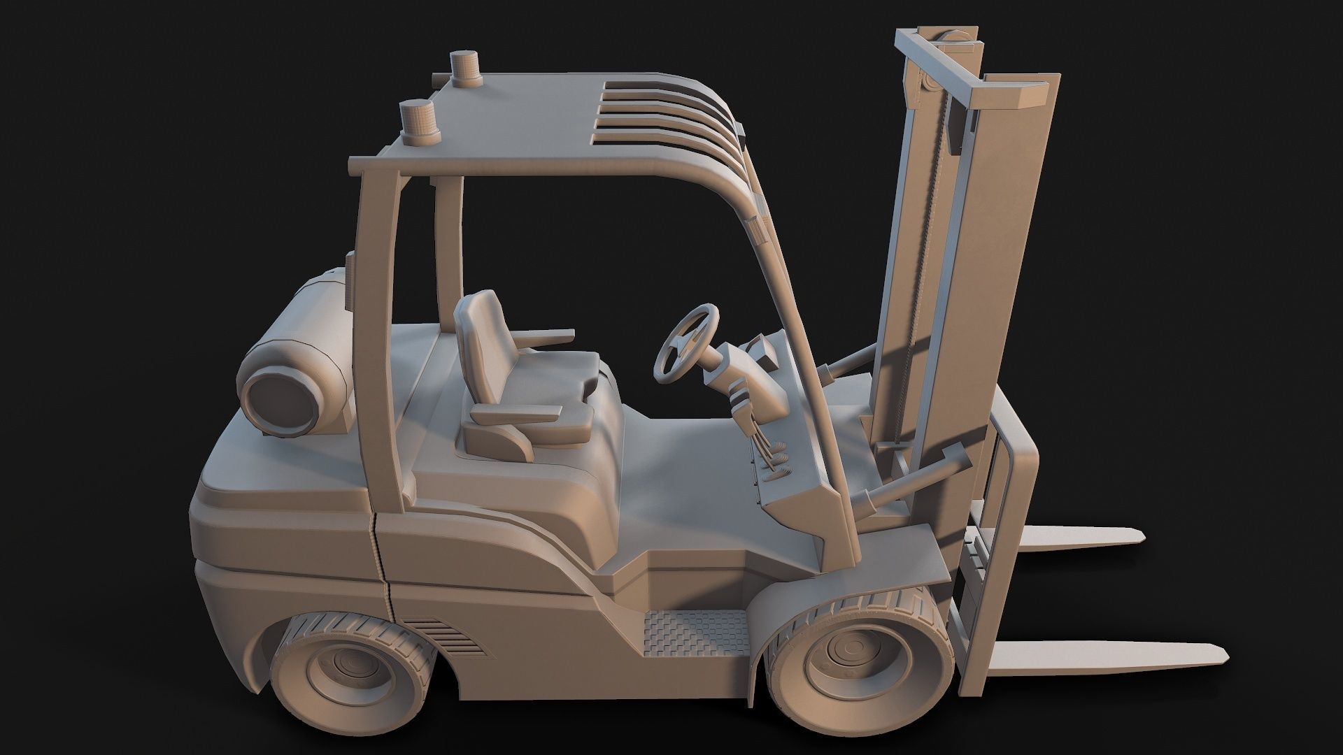 Low-poly PBR Forklift Truck Low-poly 3D model_9