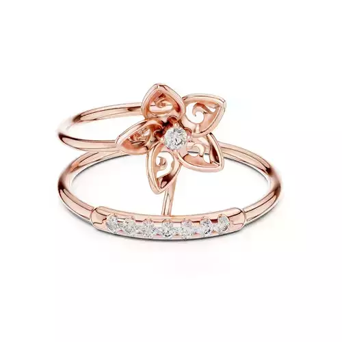 Double Band Round Diamond Flower Wedding Ring 3DM STL Video