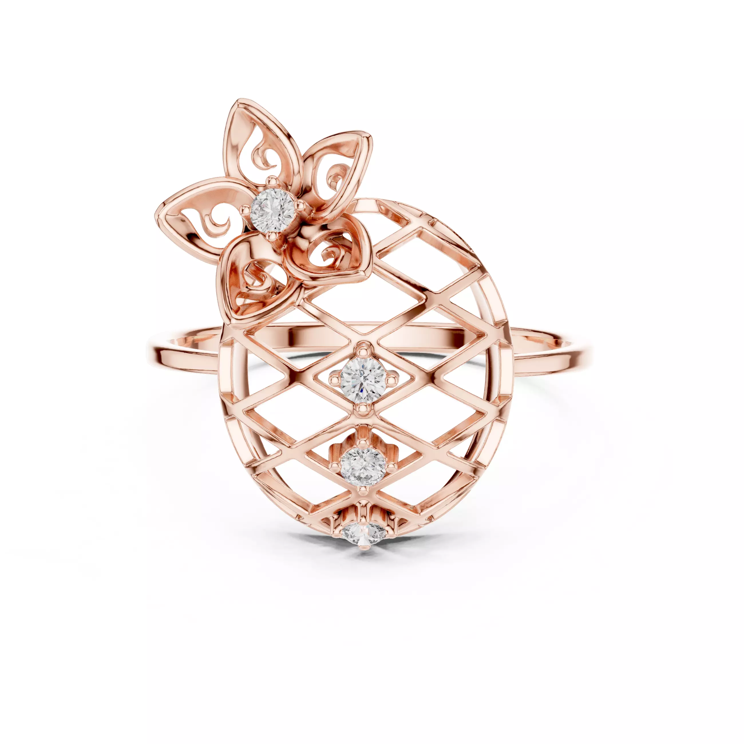 Floating Flower Round Diamond Wedding Ring 3DM STL Video 3D print model