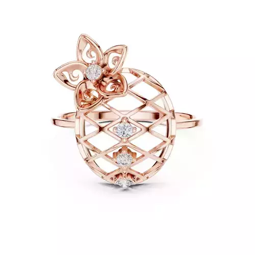 Floating Flower Round Diamond Wedding Ring 3DM STL Video