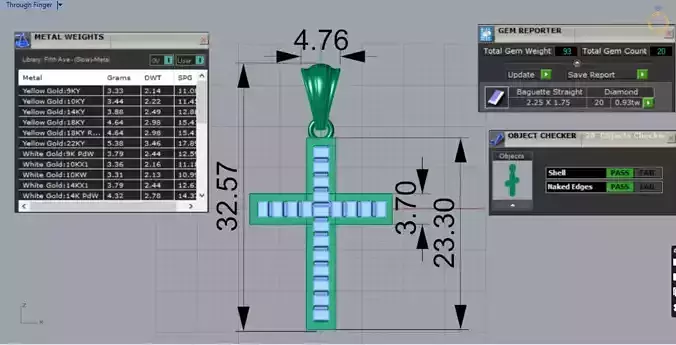Yellow Gold Cross STL 3D Pendant with Diamonds jp0154