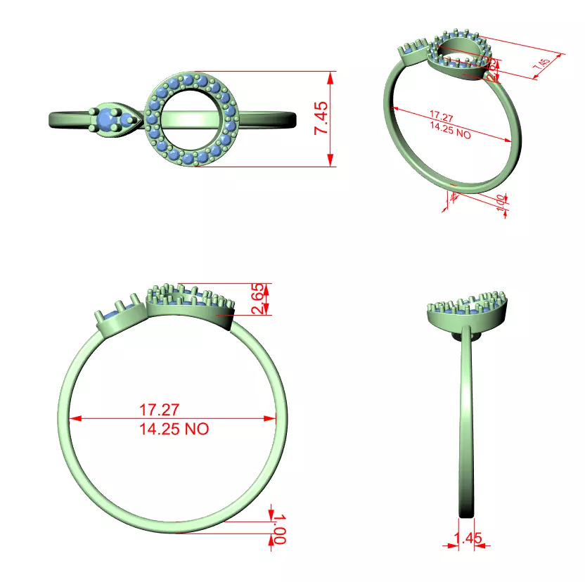 Round And Pear Shape Engagement Wedding Ring 3DM STL Video 3D print model_6