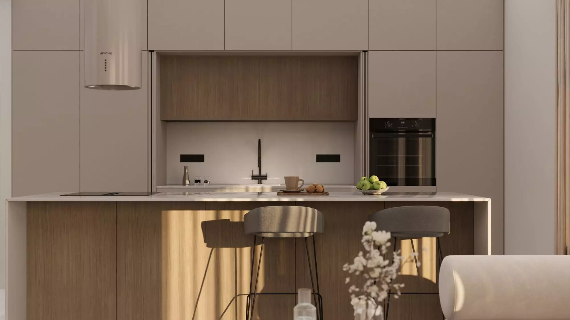 modern build-in kitchen design 3D model
