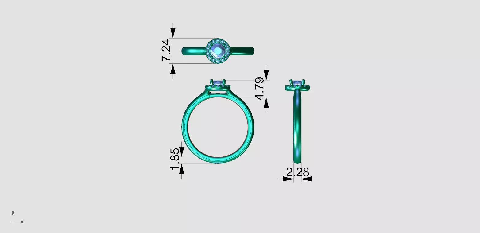 ZDR03-33CT Halo round diamond engagment ring 33 ct 3D print model_9