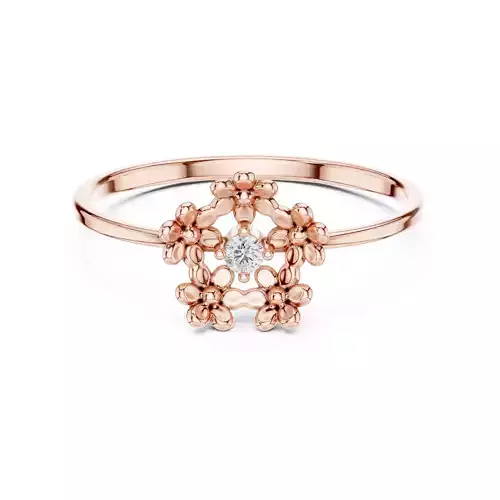 Solitaire Round Diamond Flower Engagement Ring 3DM STL Video