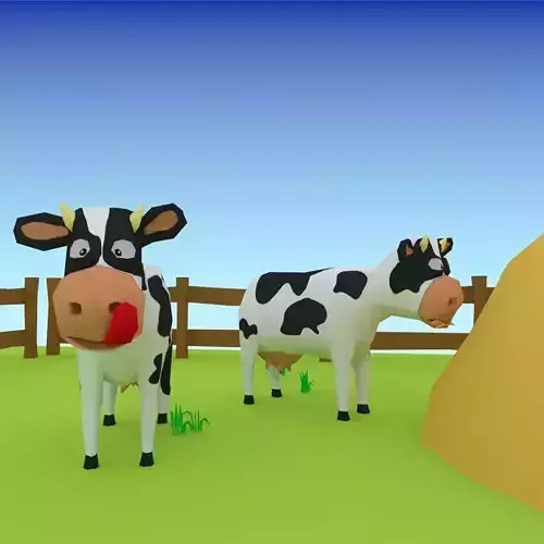 Cartoon cow low poly 3D model