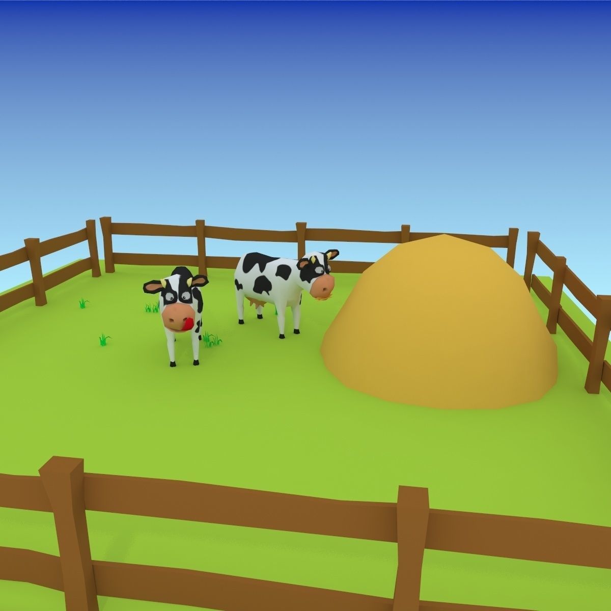 Cartoon cow low poly 3D model_5