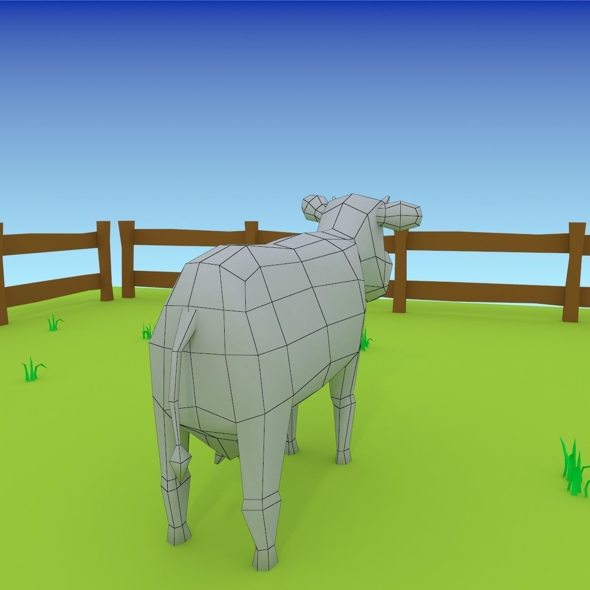 Cartoon cow low poly 3D model_15
