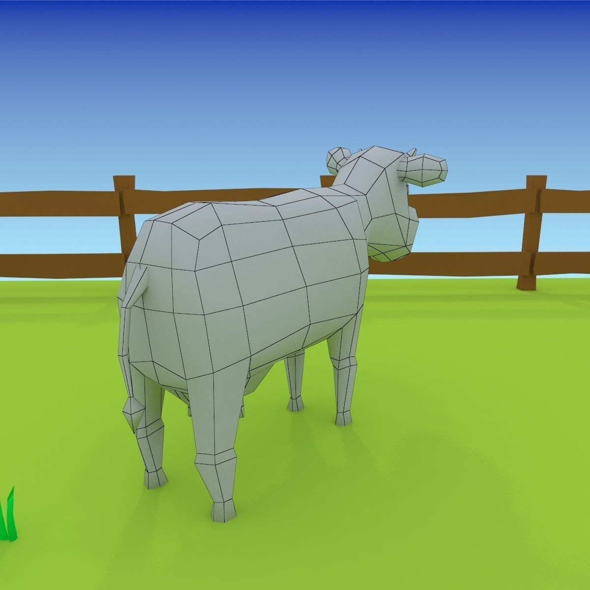 Cartoon cow low poly 3D model_6