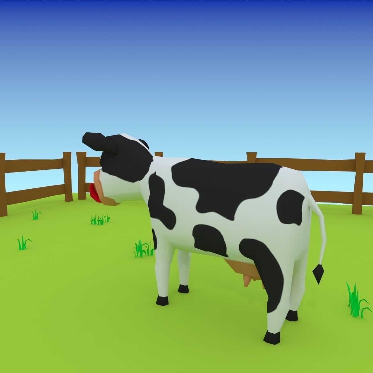 Cartoon cow low poly 3D model_11