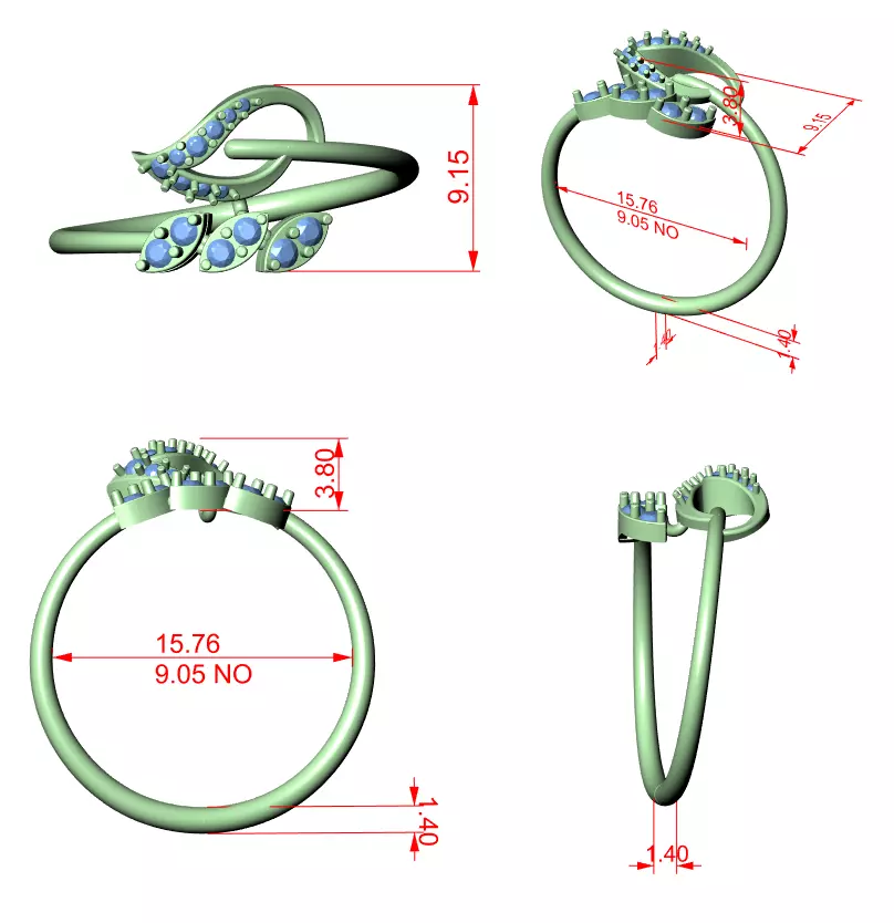 Bypass Shank Round Diamond Engagement Ring 3DM STL Video 3D print model_6