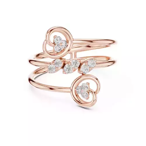 Triple Band Heart Design Engagement Wedding Ring 3DM STL Video