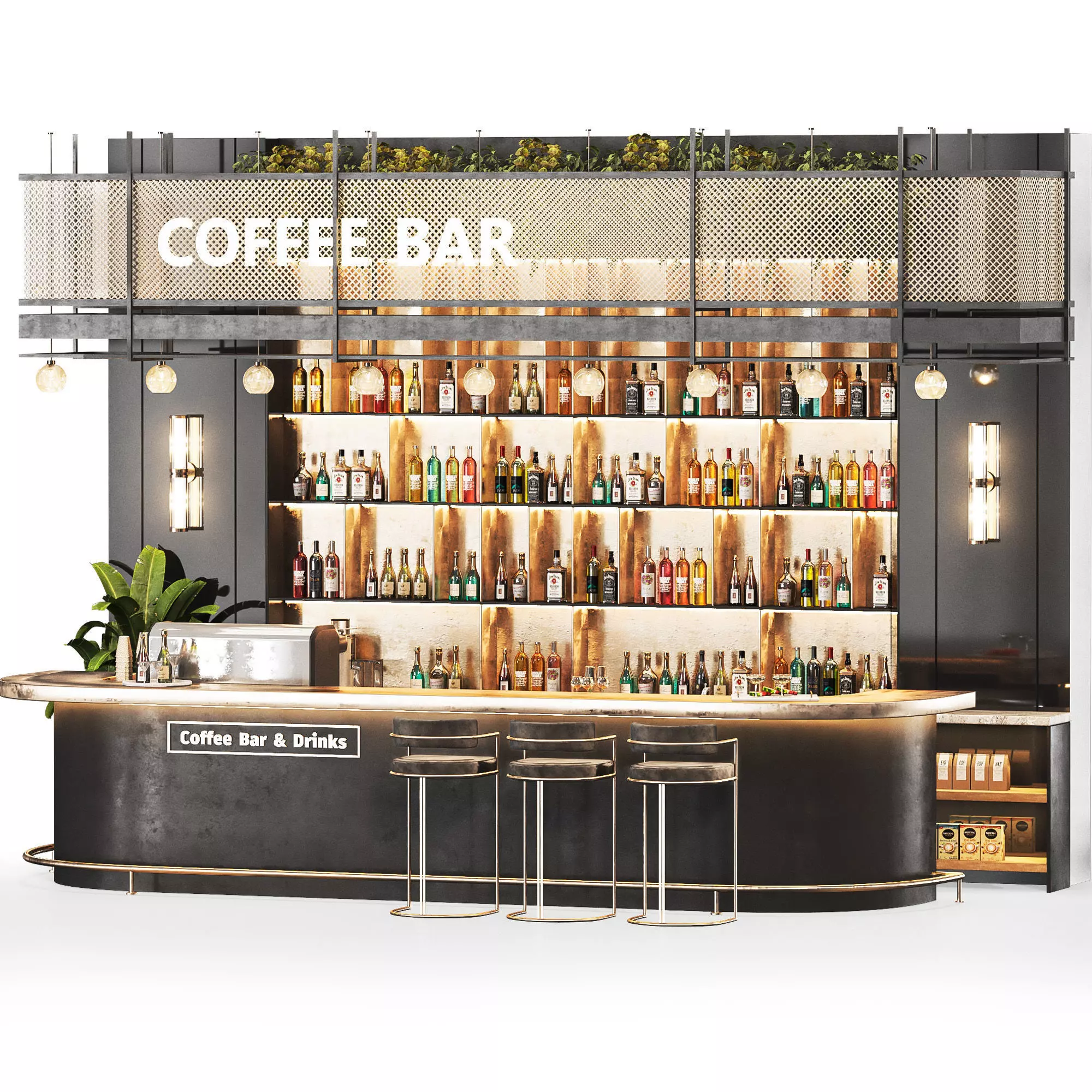 Cafe Bar 019 foodcourt Low-poly 3D model_0