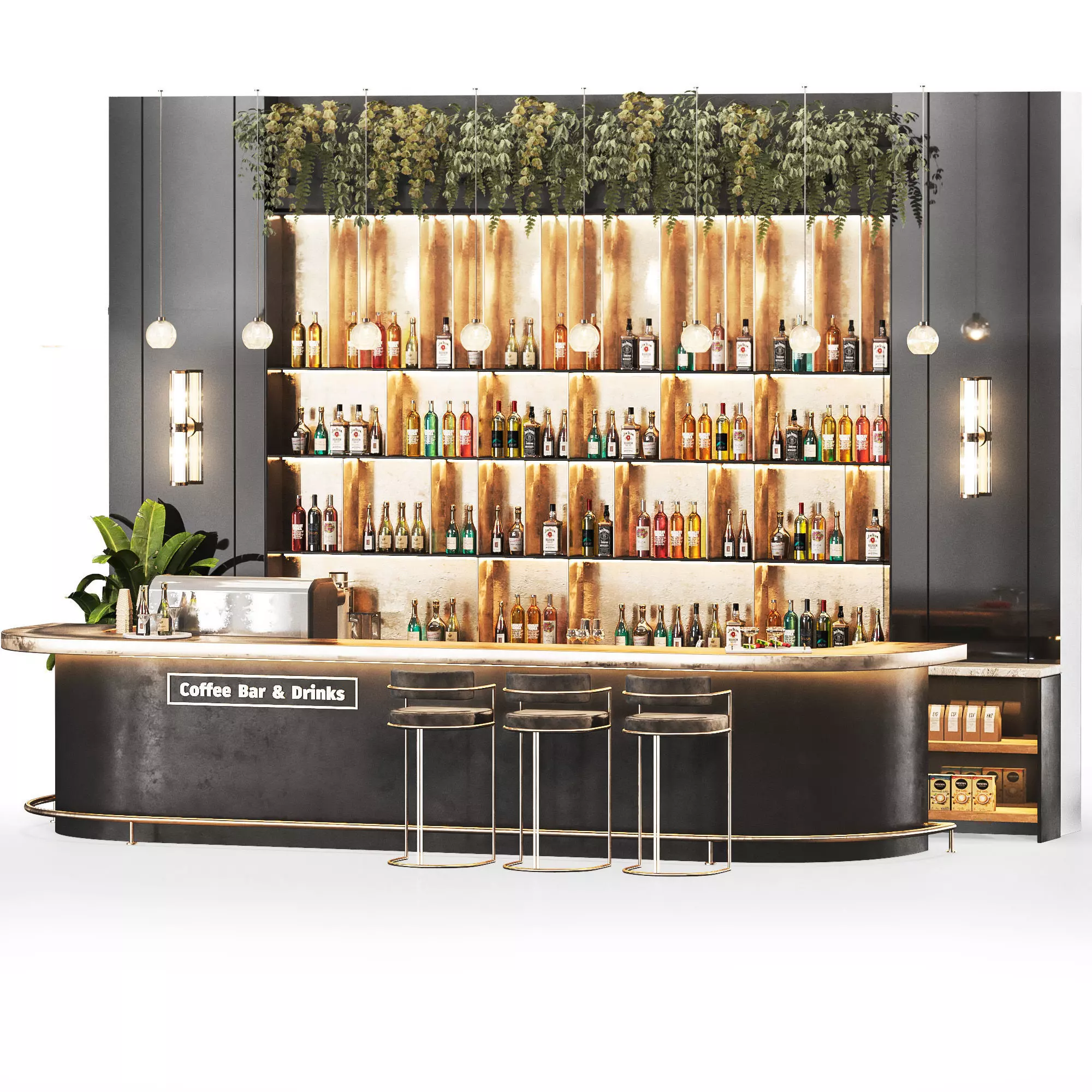 Cafe Bar 019 foodcourt Low-poly 3D model_7