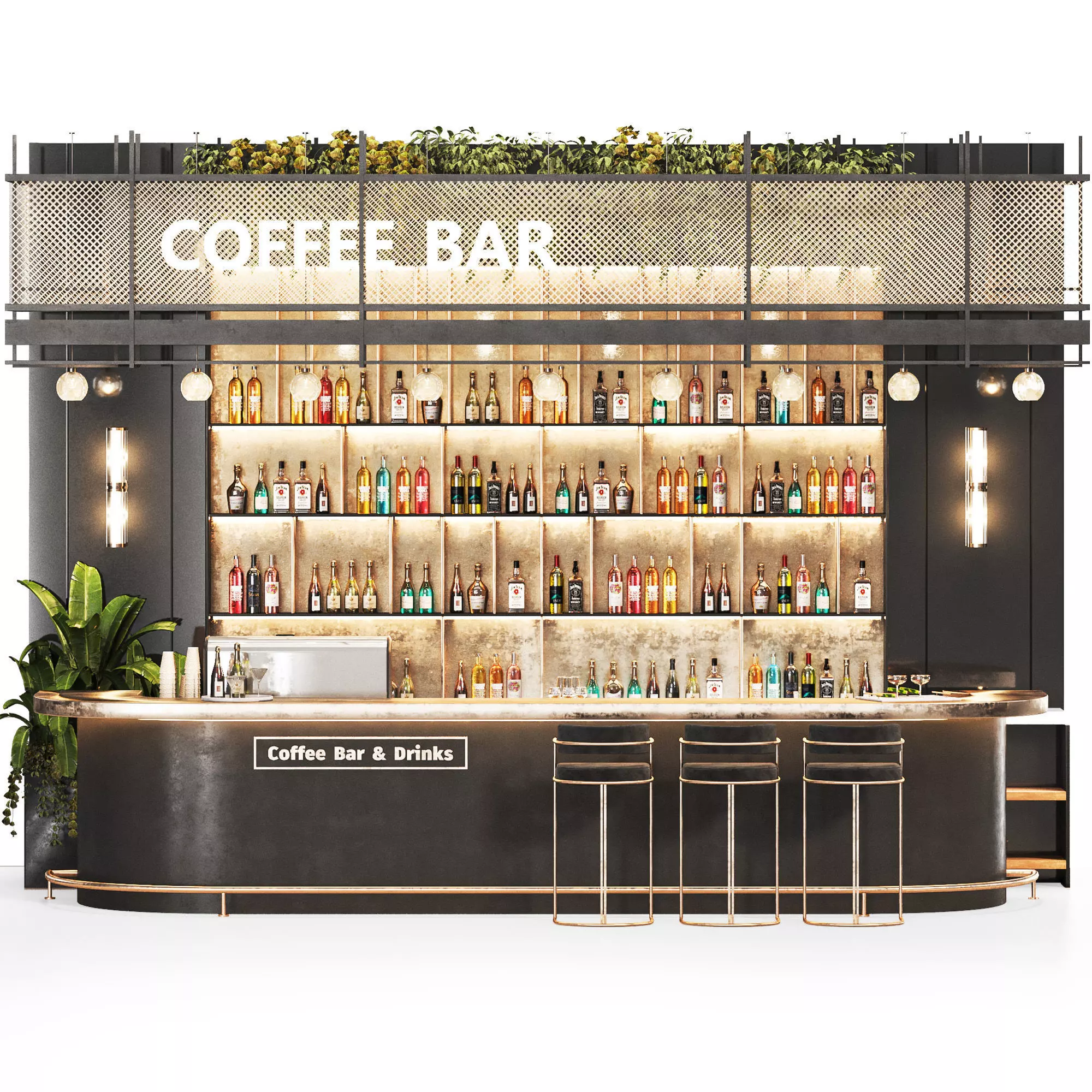 Cafe Bar 019 foodcourt Low-poly 3D model_3