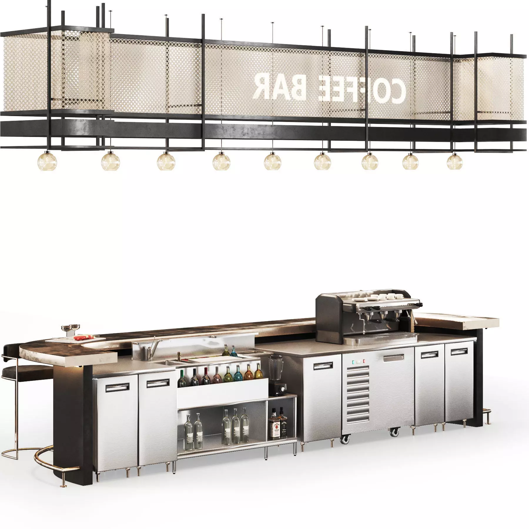 Cafe Bar 019 foodcourt Low-poly 3D model_6