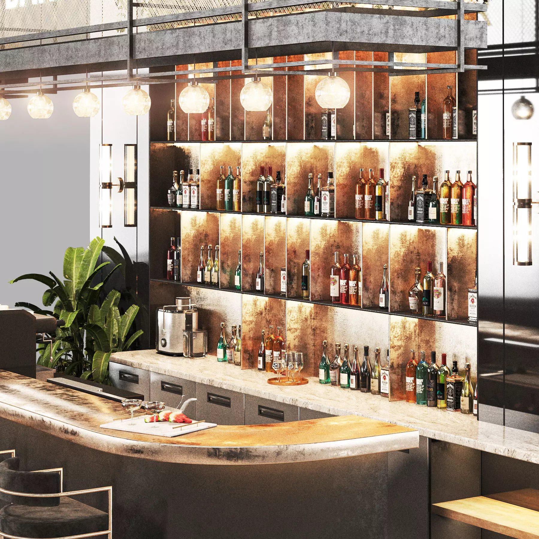 Cafe Bar 019 foodcourt Low-poly 3D model_5