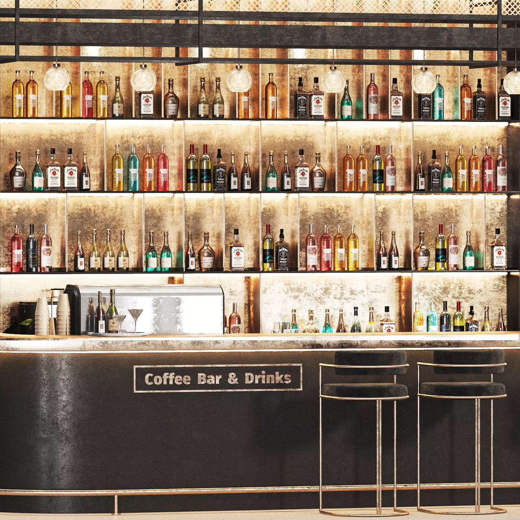 Cafe Bar 019 foodcourt Low-poly 3D model_4