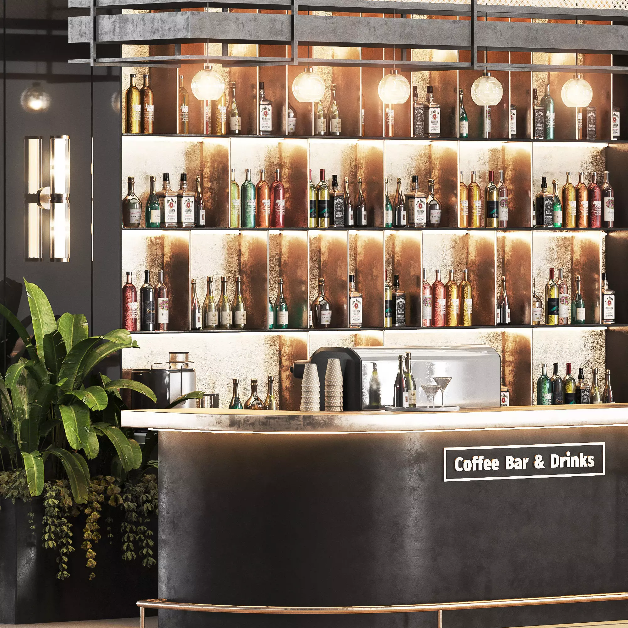 Cafe Bar 019 foodcourt Low-poly 3D model_2