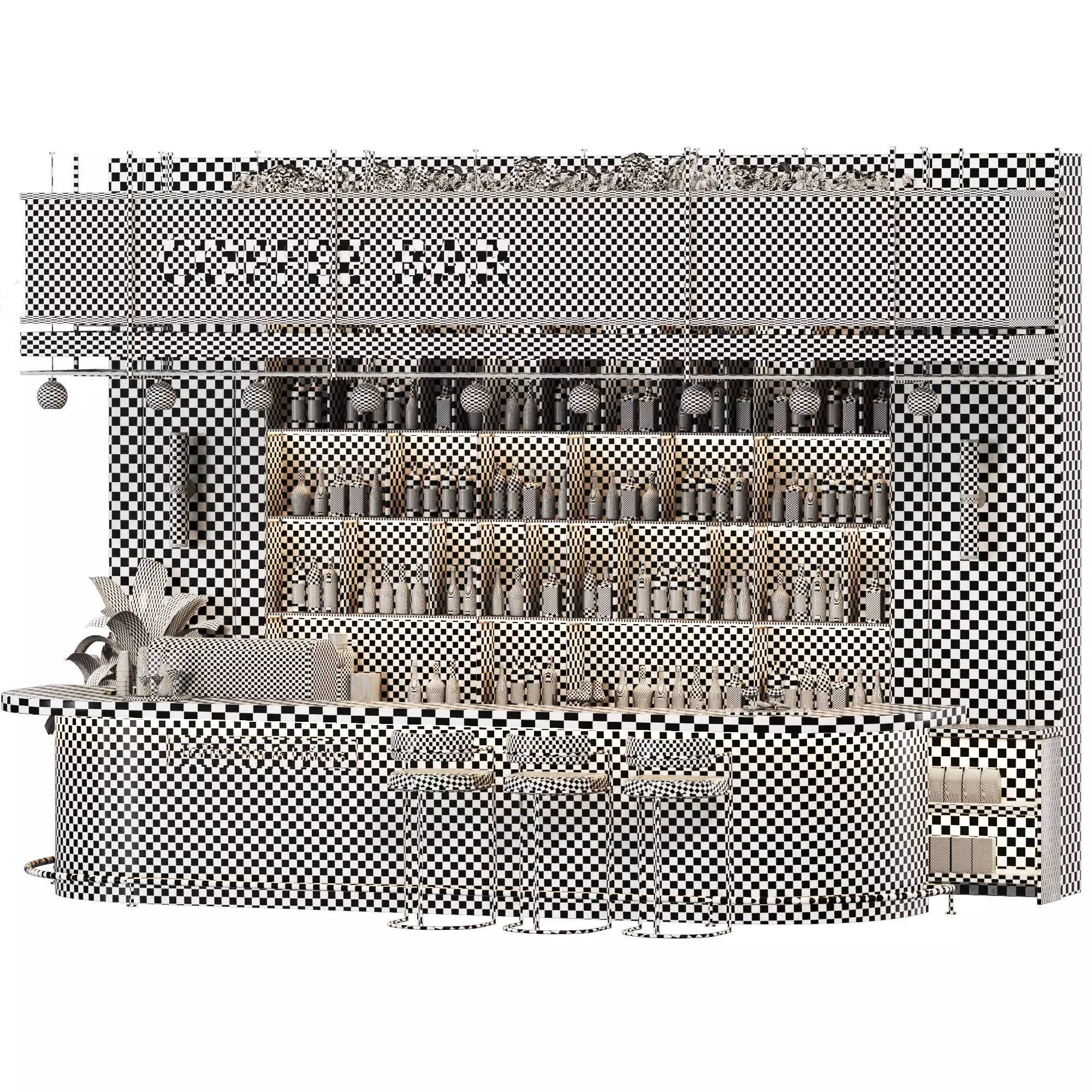 Cafe Bar 019 foodcourt Low-poly 3D model_9