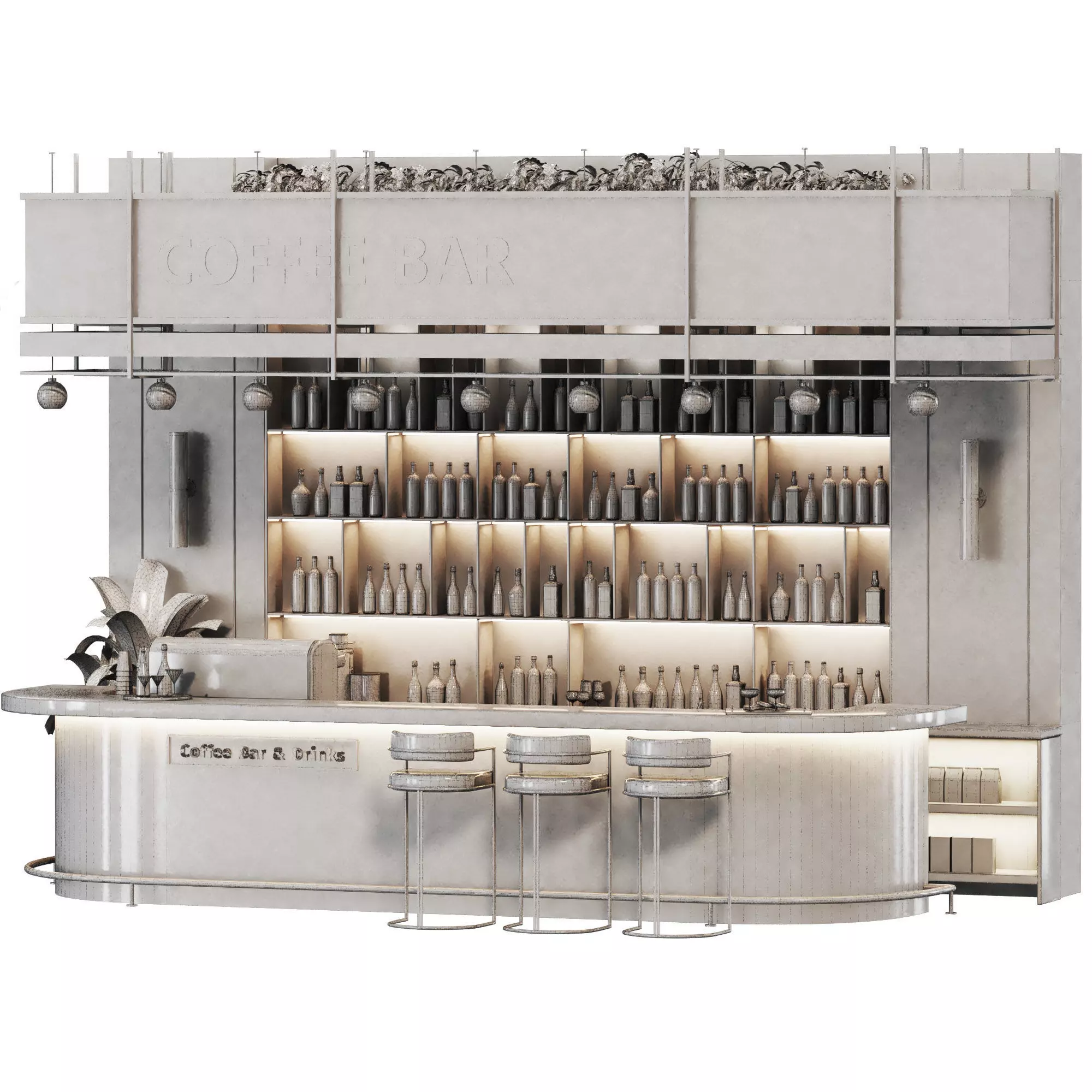 Cafe Bar 019 foodcourt Low-poly 3D model_8