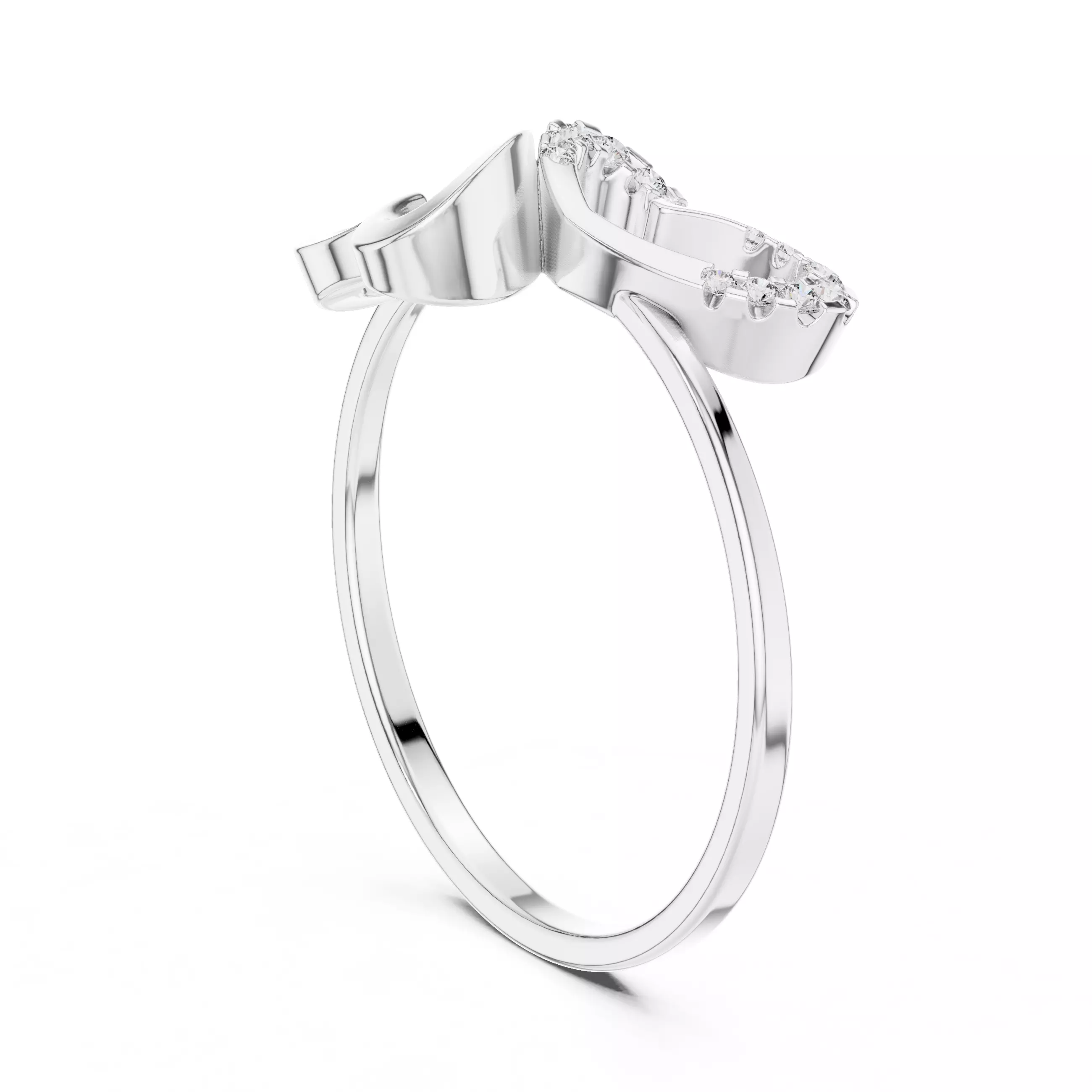 Dual Heart Shape Round Diamond Engagement Ring 3DM STL Video 3D print model_4