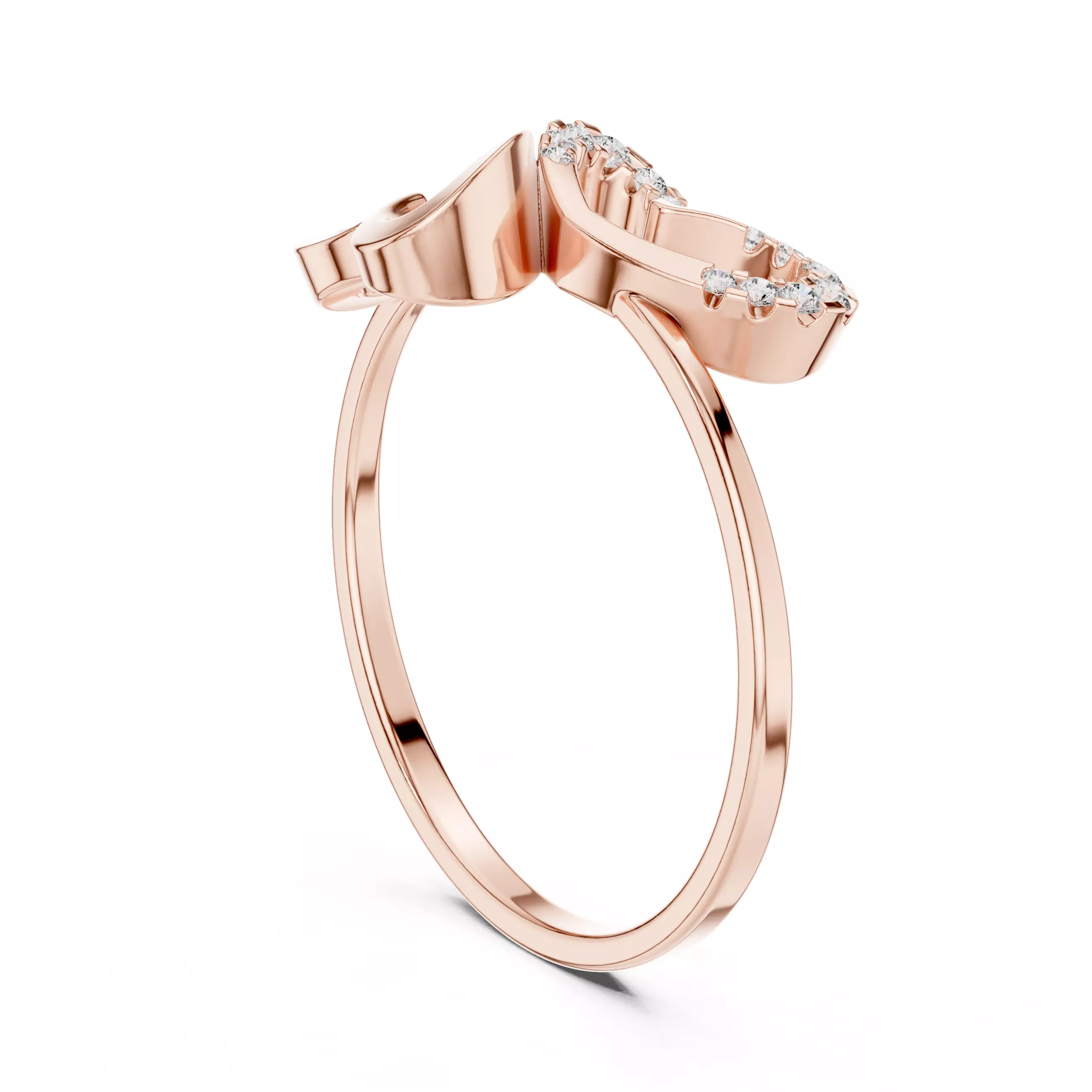 Dual Heart Shape Round Diamond Engagement Ring 3DM STL Video 3D print model_0