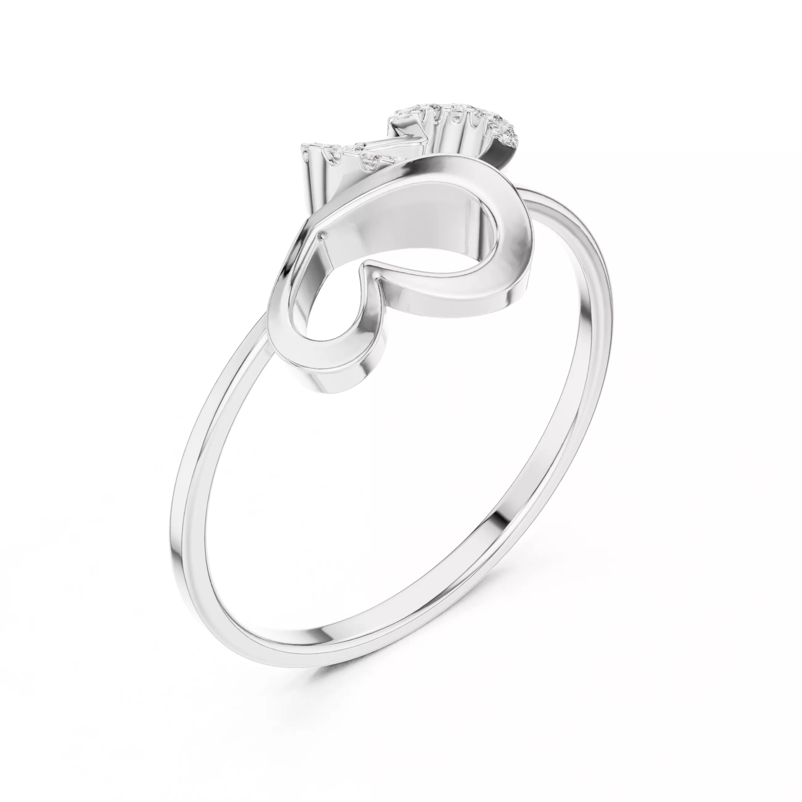 Dual Heart Shape Round Diamond Engagement Ring 3DM STL Video 3D print model_5