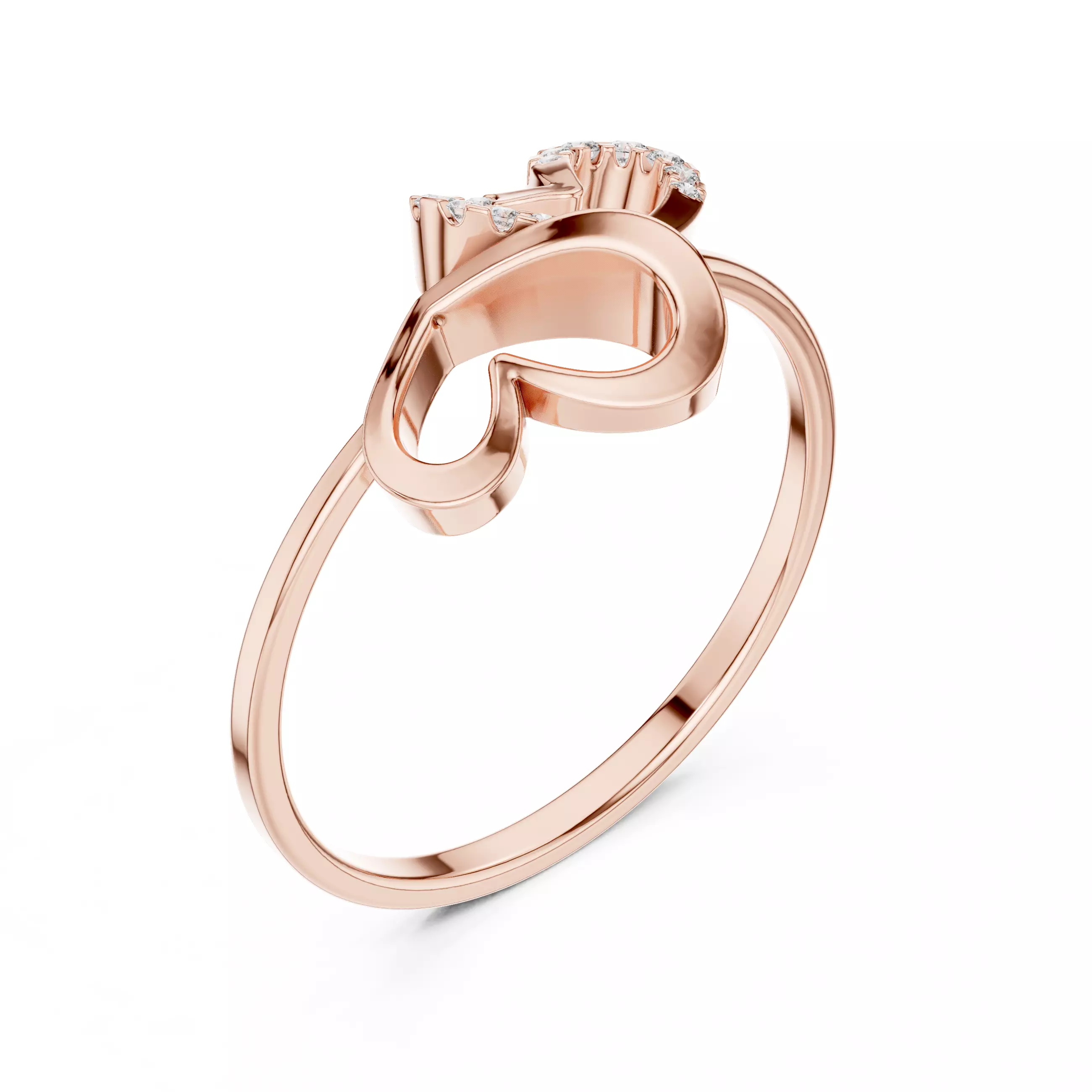 Dual Heart Shape Round Diamond Engagement Ring 3DM STL Video 3D print model_1