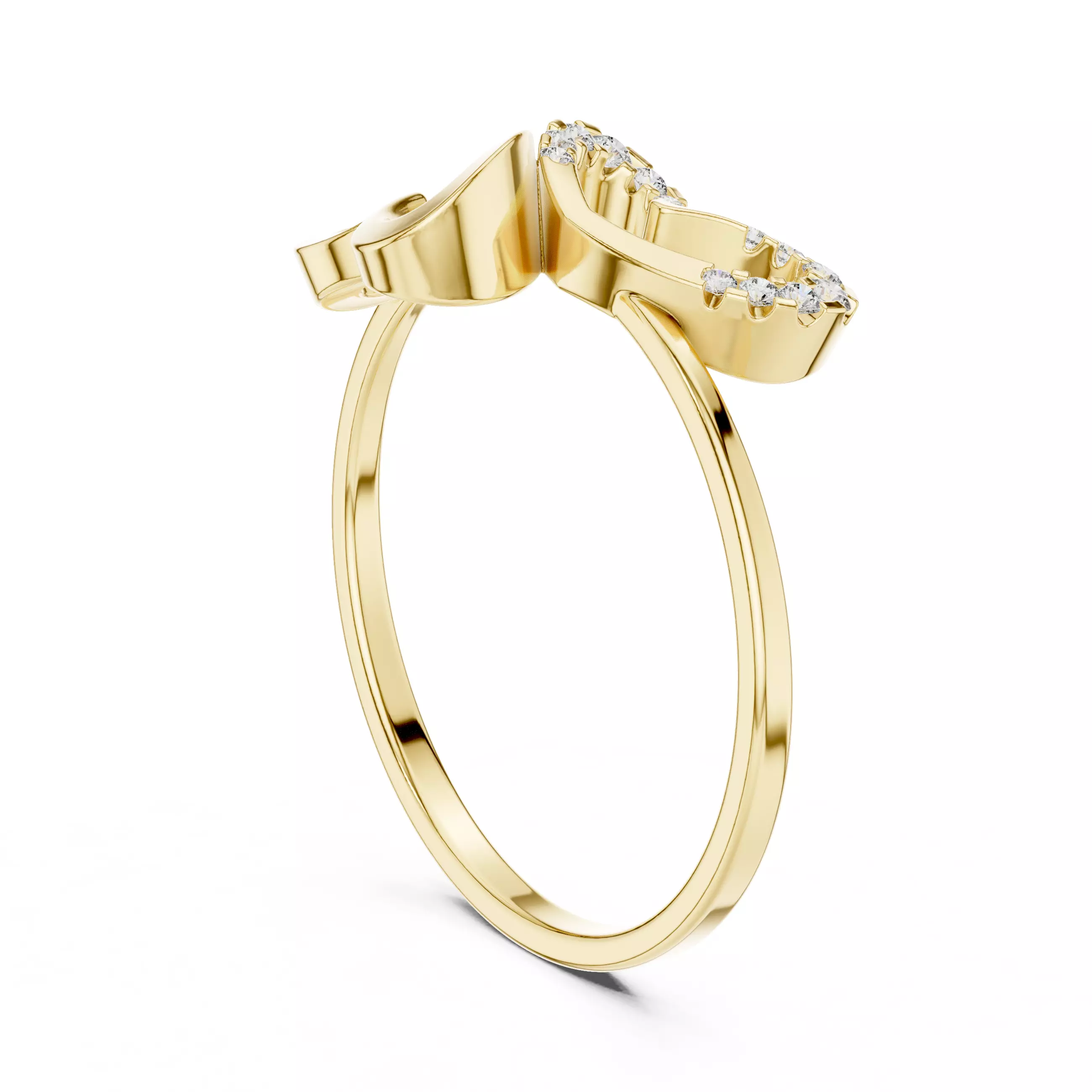 Dual Heart Shape Round Diamond Engagement Ring 3DM STL Video 3D print model_2