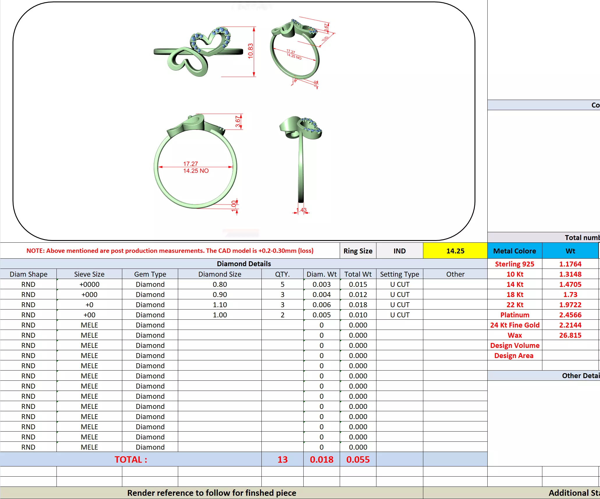 Dual Heart Shape Round Diamond Engagement Ring 3DM STL Video 3D print model_7