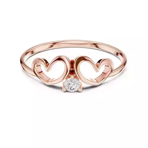 Solitaire Round Diamond Double Heart Shape Ring 3DM STL Video