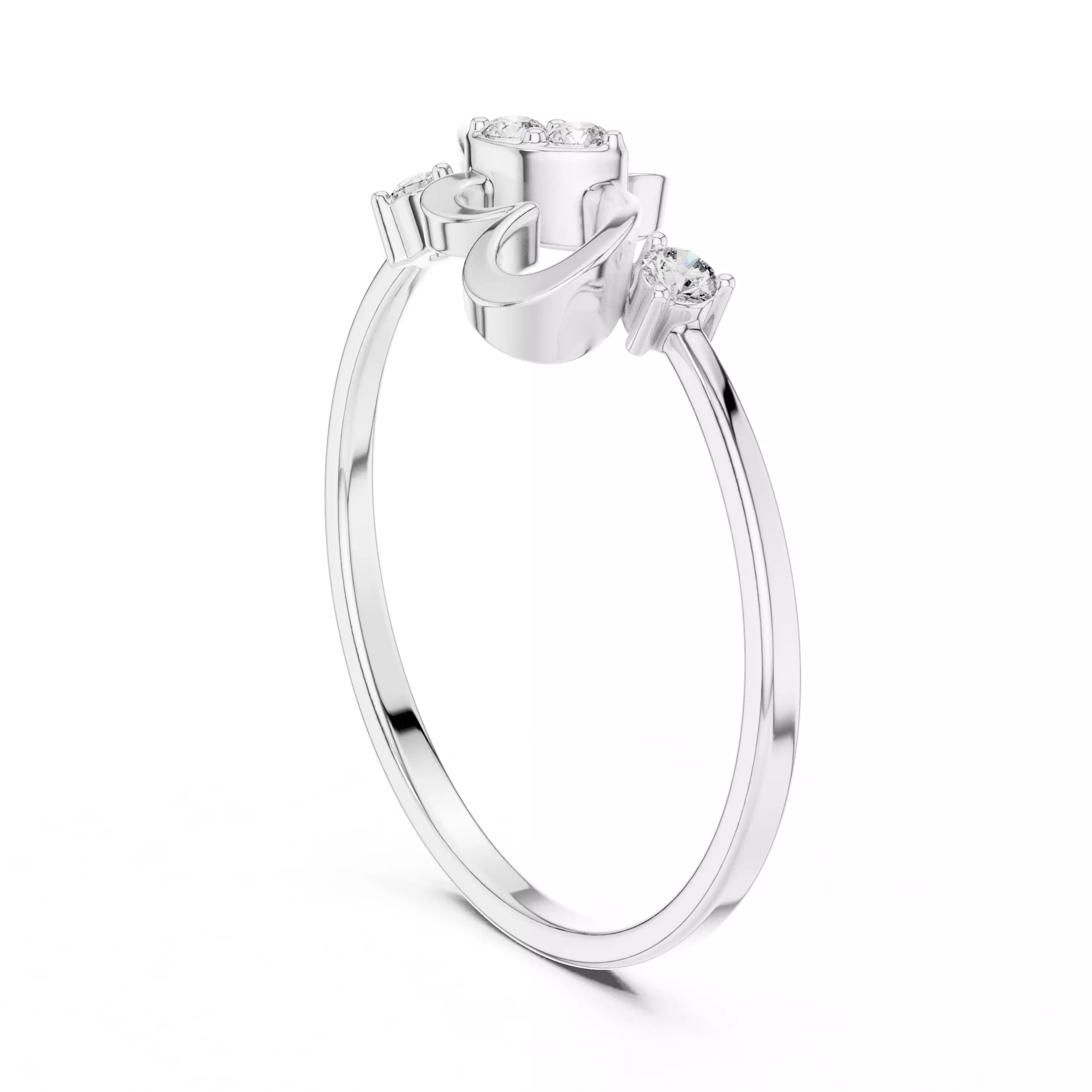 Round Diamond Double Heart Shape Wedding Ring 3DM STL Video 3D print model_9