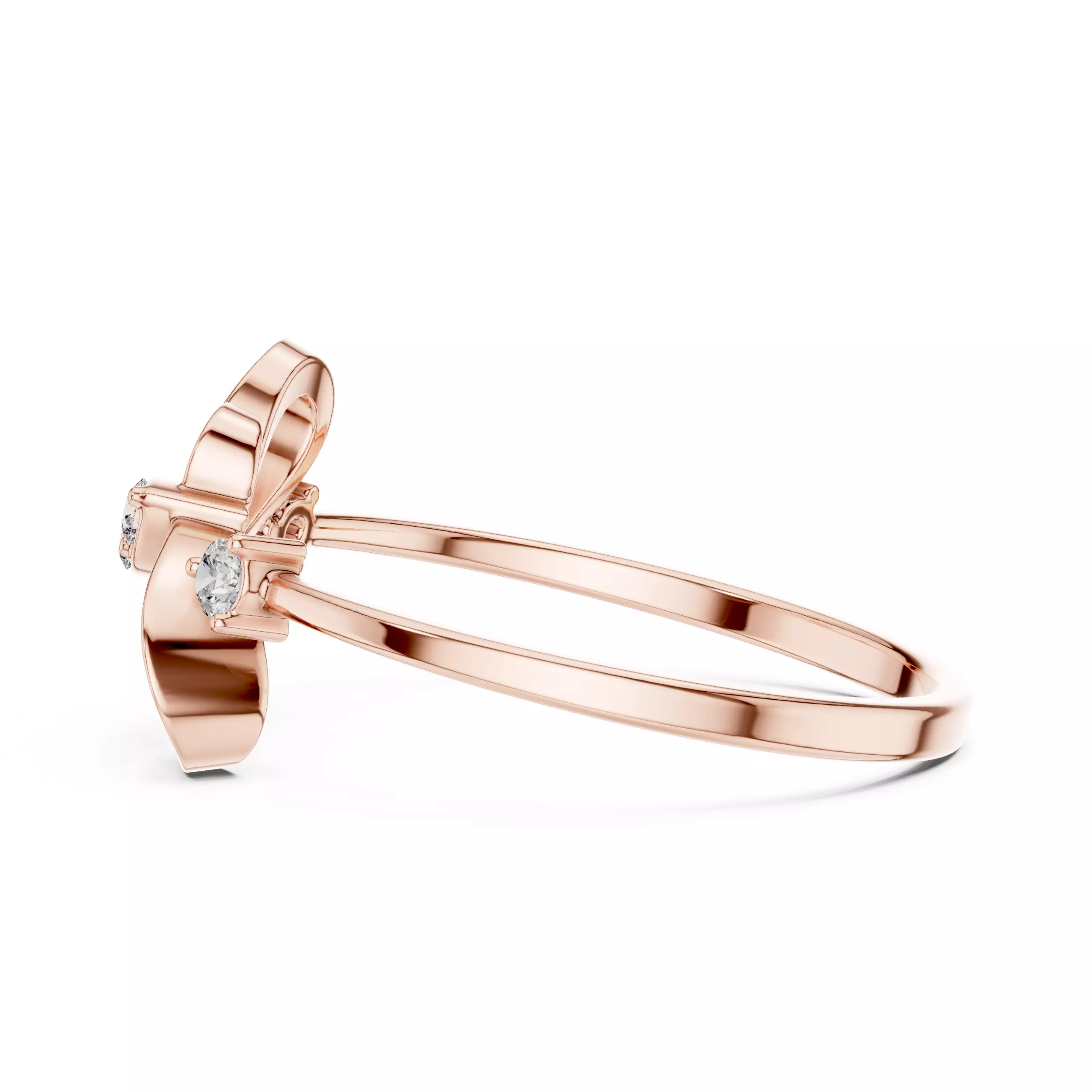 Round Diamond Double Heart Shape Wedding Ring 3DM STL Video 3D print model_5