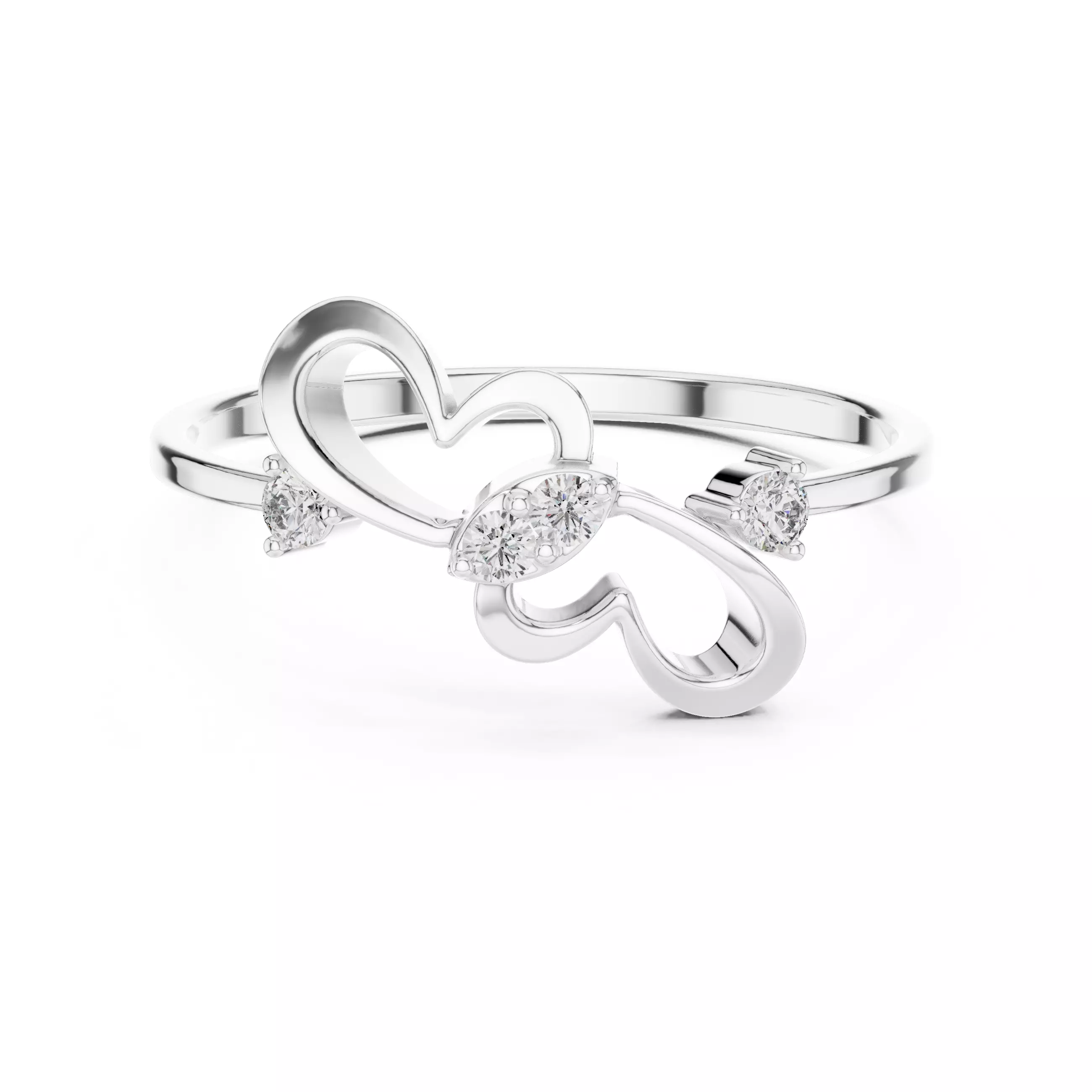 Round Diamond Double Heart Shape Wedding Ring 3DM STL Video 3D print model_2