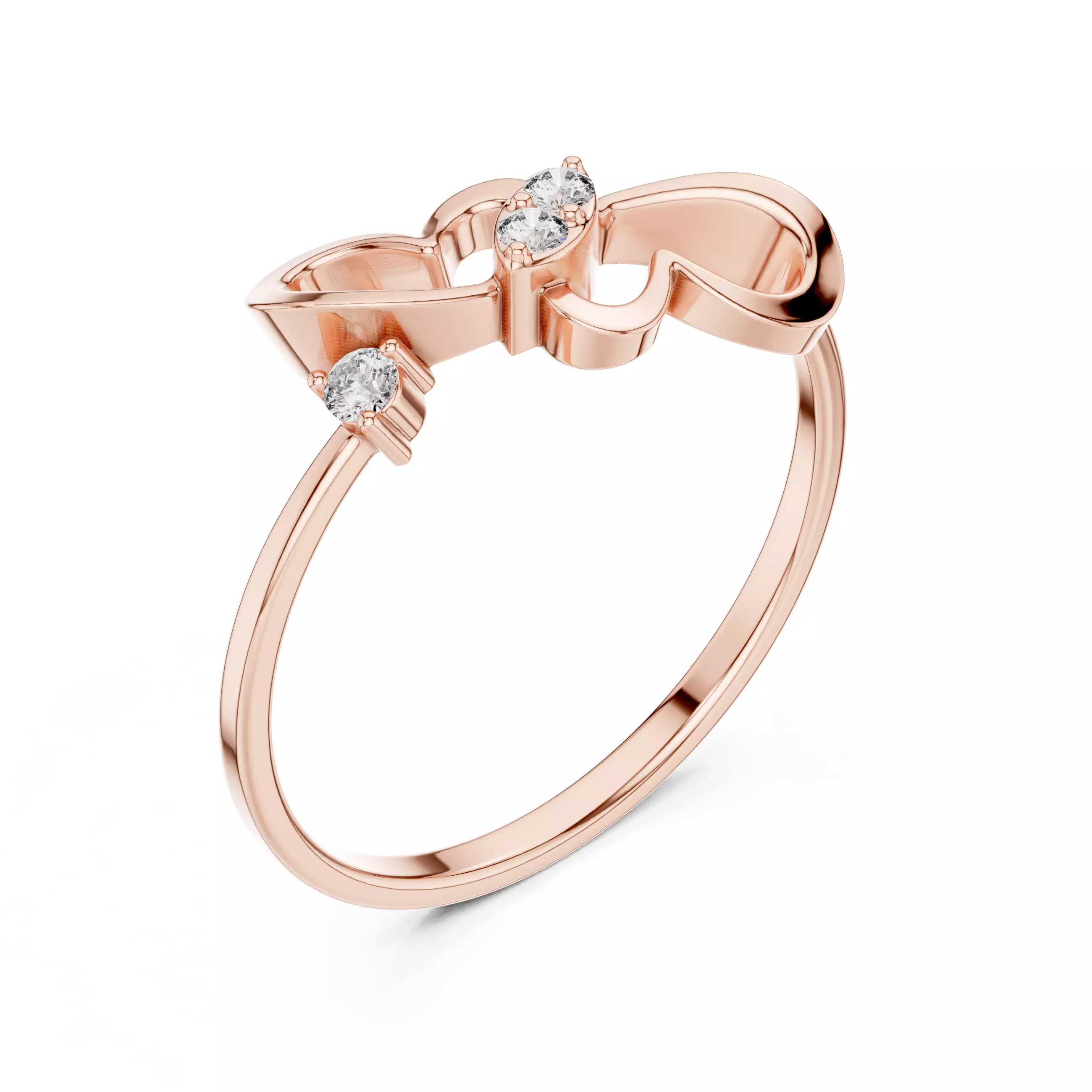 Round Diamond Double Heart Shape Wedding Ring 3DM STL Video 3D print model_4