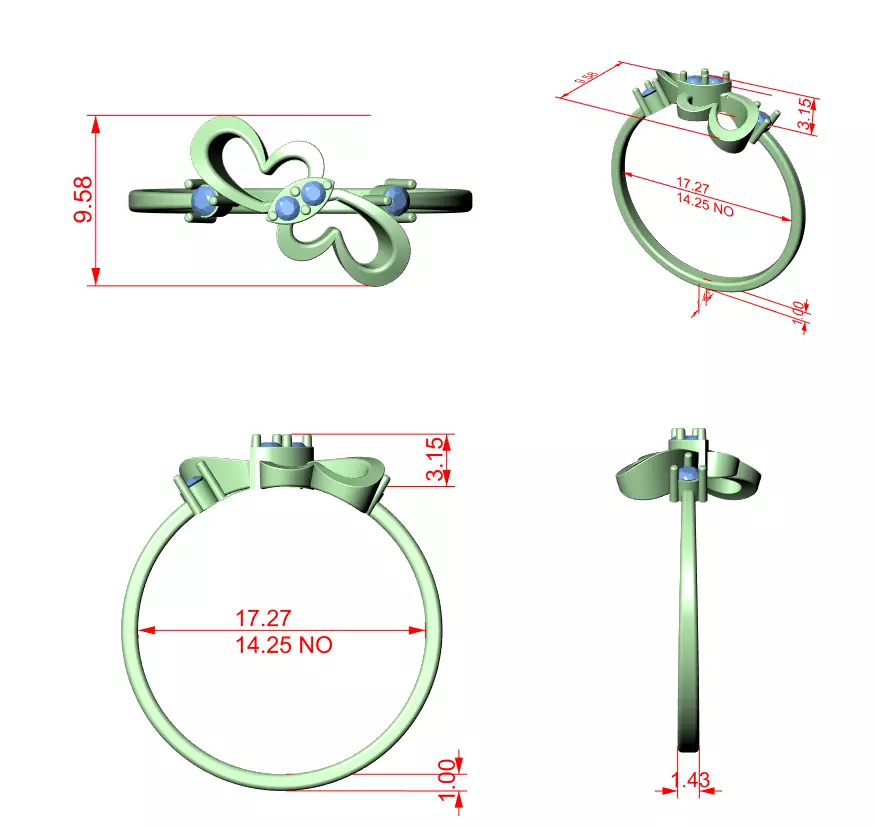 Round Diamond Double Heart Shape Wedding Ring 3DM STL Video 3D print model_12