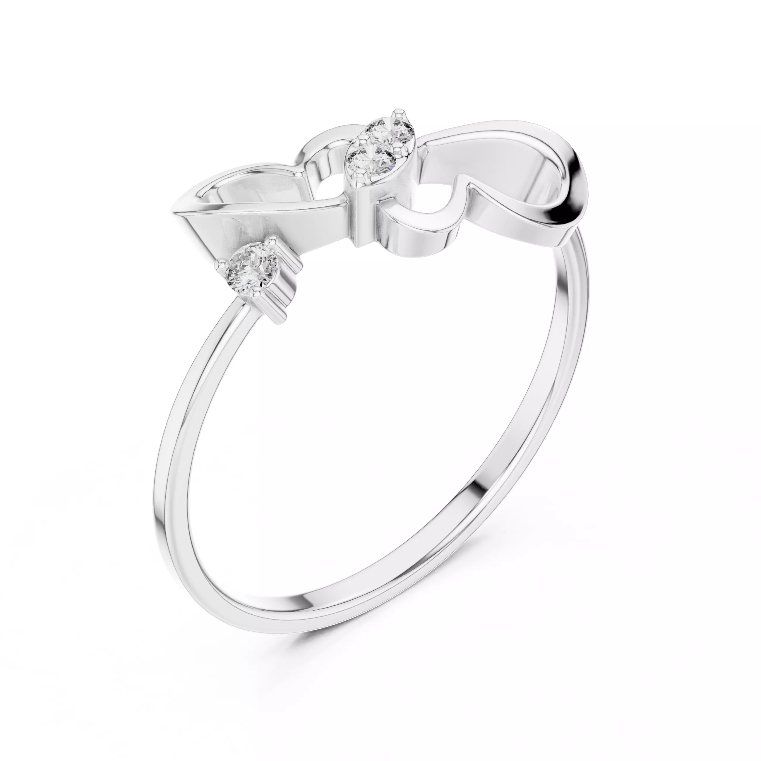 Round Diamond Double Heart Shape Wedding Ring 3DM STL Video 3D print model_10