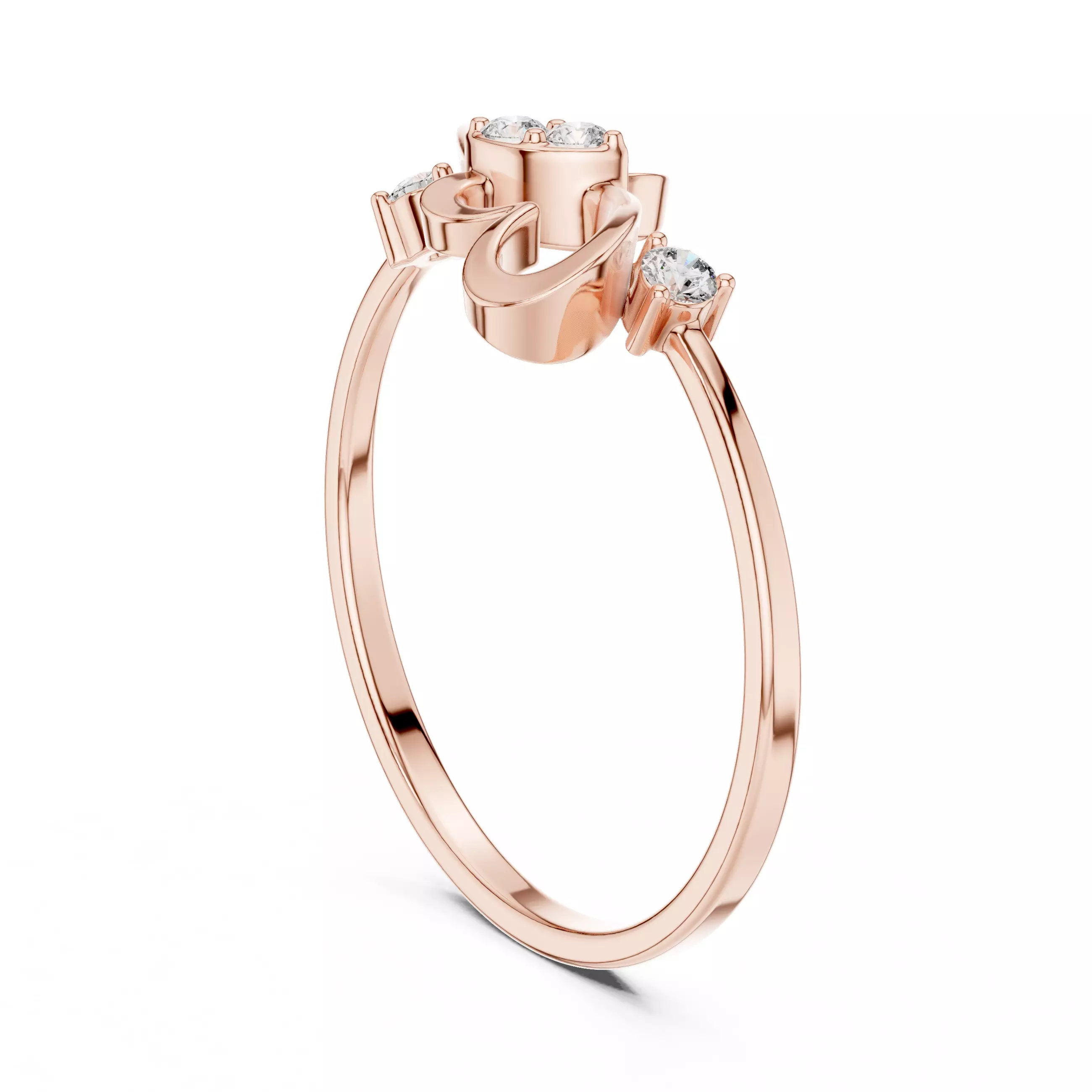 Round Diamond Double Heart Shape Wedding Ring 3DM STL Video 3D print model_3