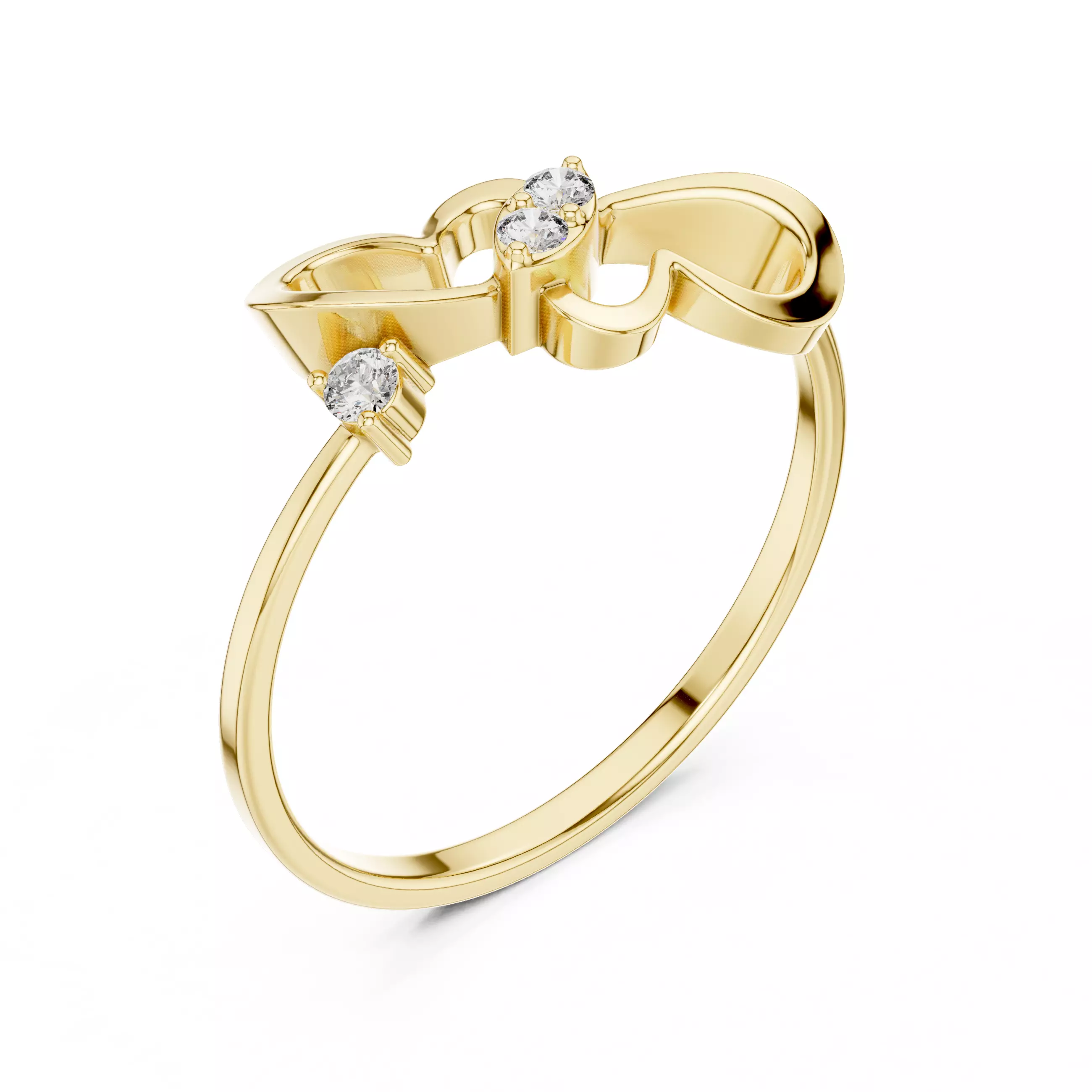Round Diamond Double Heart Shape Wedding Ring 3DM STL Video 3D print model_7