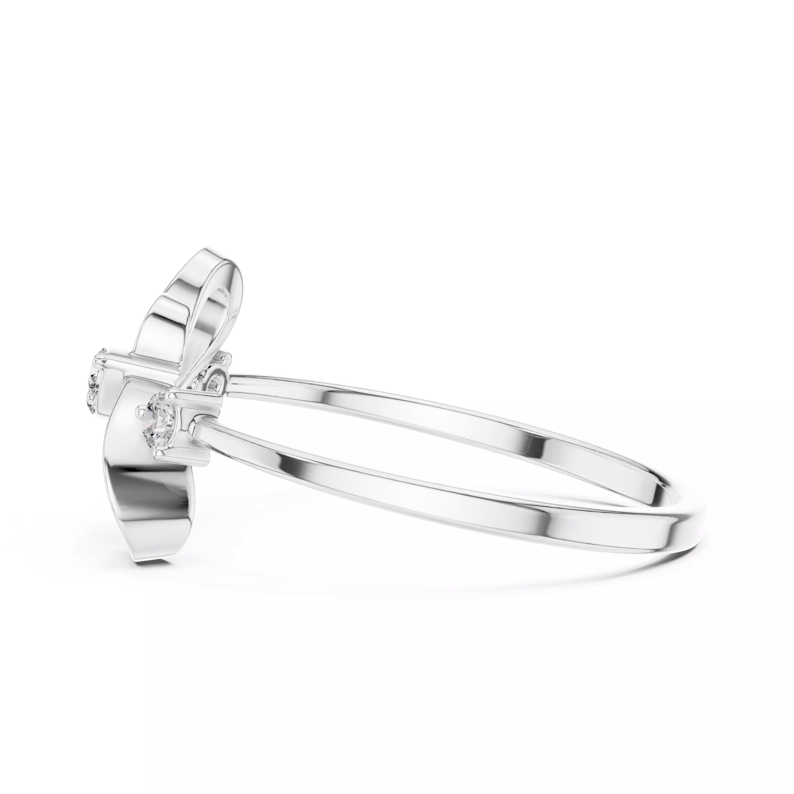 Round Diamond Double Heart Shape Wedding Ring 3DM STL Video 3D print model_11