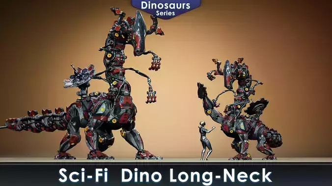 Sci-Fi Dino Long-Neck Low-poly 3D model Sci-Fi Dino Long-Neck Low-poly 3D model