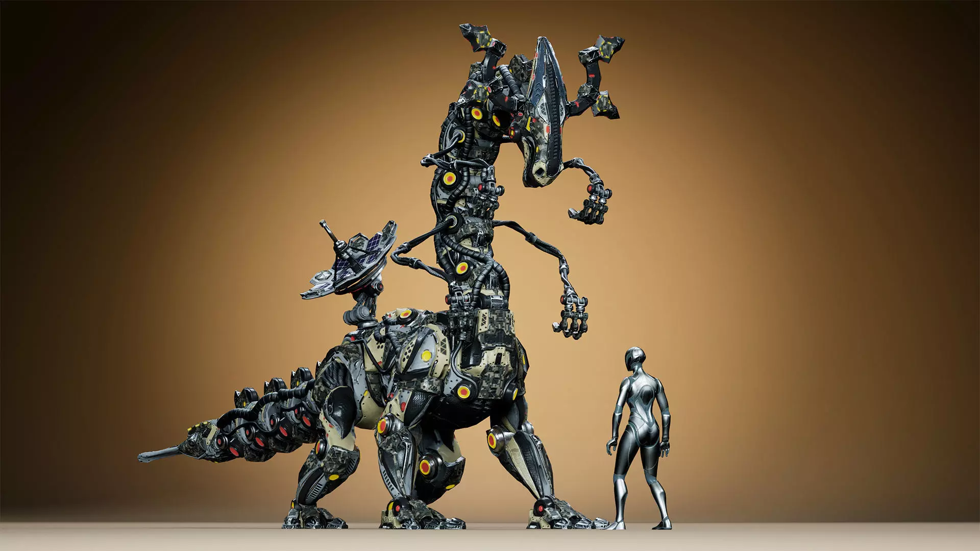 Sci-Fi Dino Long-Neck Low-poly 3D model_10